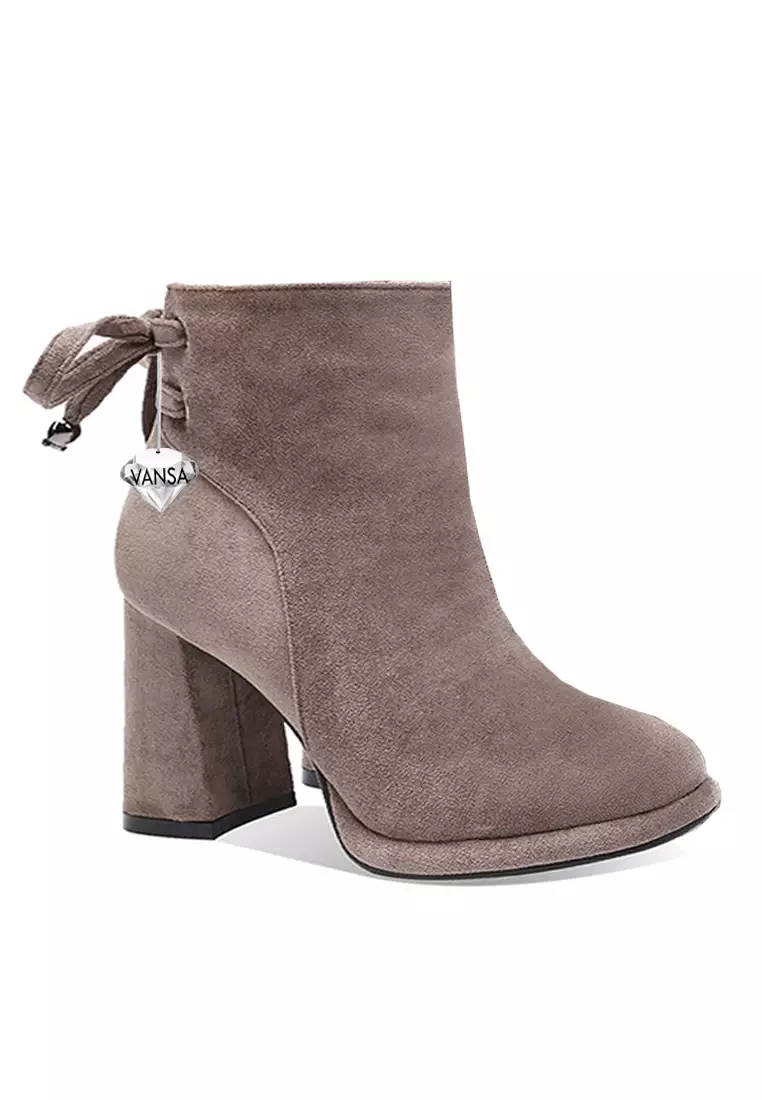 Discount on Twenty Eight Shoes  shoes - SKU: VANSA Fashionable Synthetic Suede Bow Short Boots VSW-B-F9-1