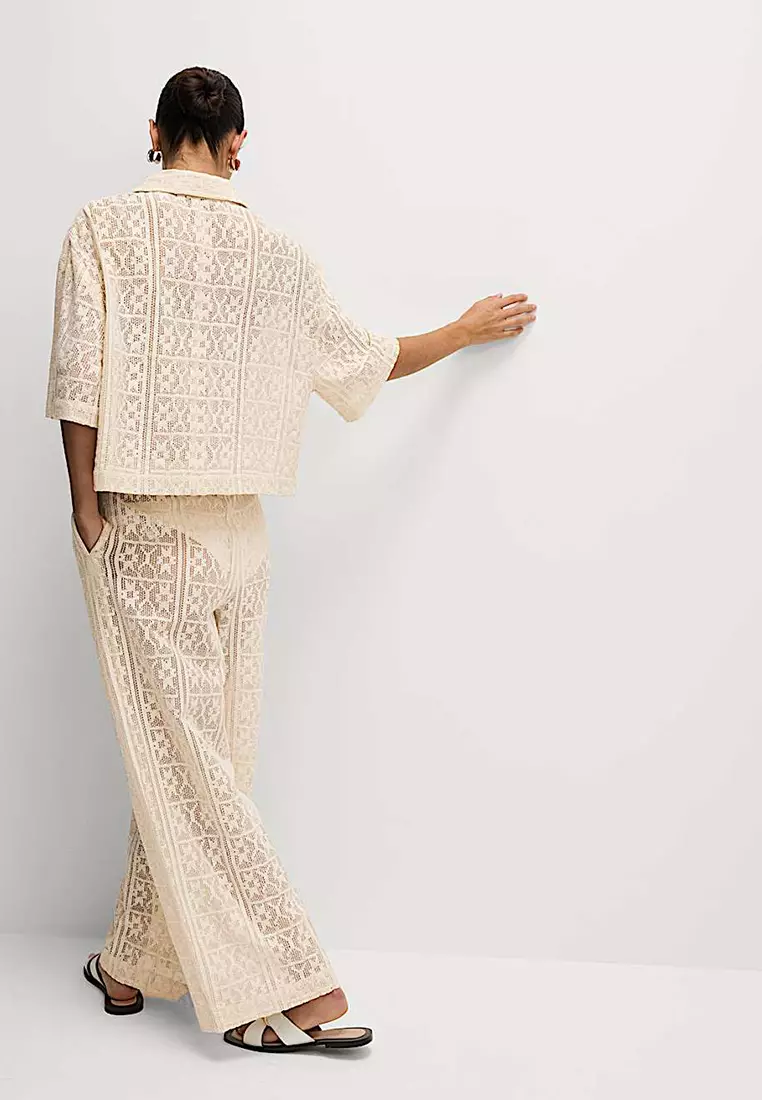 Pure Cotton Crochet Beach Trousers