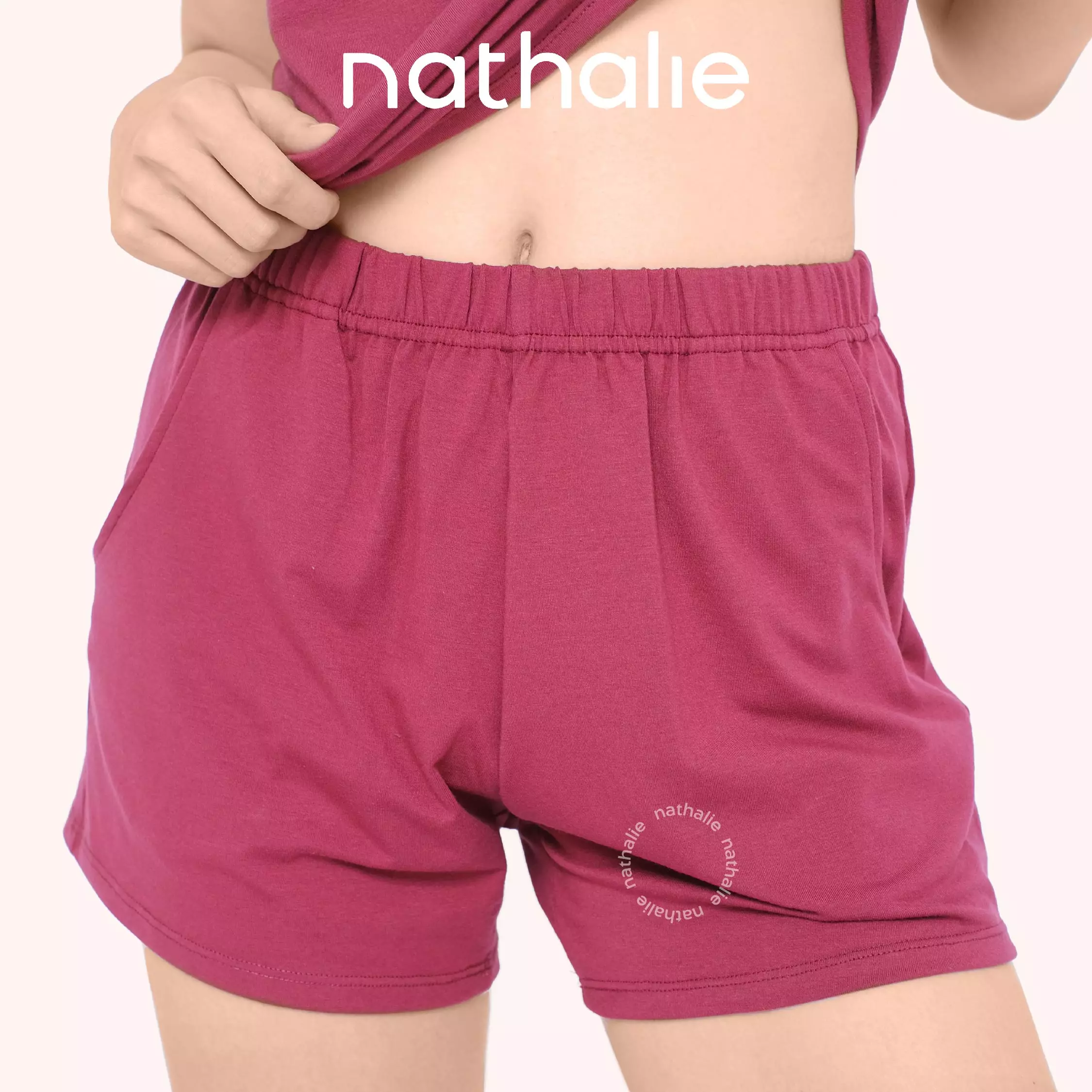 Nathalie Celana Pendek Katun 1 pcs NTC 3394 - Merah Tua