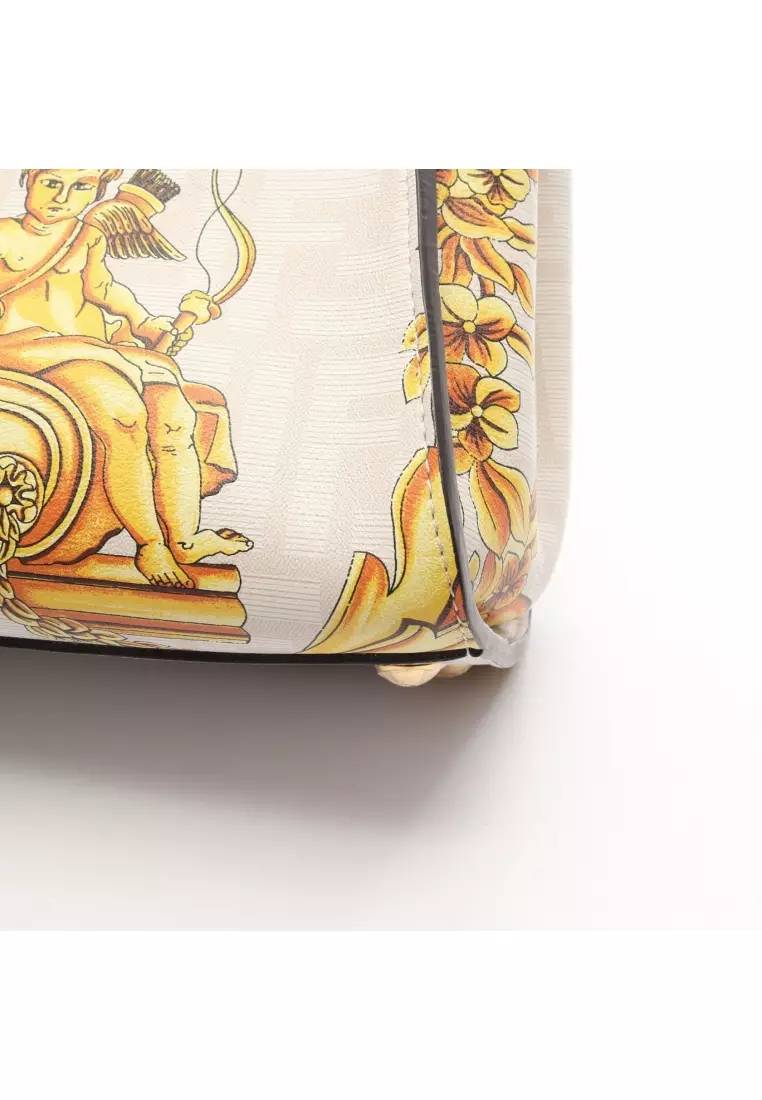 Pre-Loved Fendi FENDI × VERSACE FENDACE fenderche Ｍini Peekaboo Handbag leather white yellow 2WAY