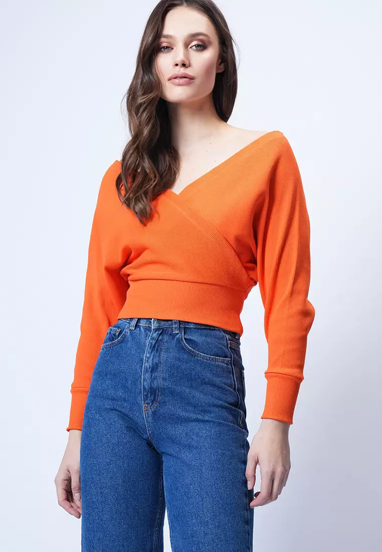 Front Back V-Neck Double Breasted Blouse