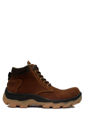 D-Island Shoes Safety Boots Radial Rider Suede Leather Brown