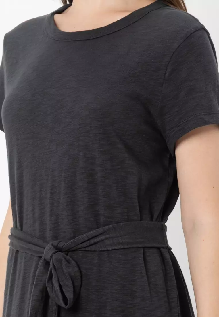 Belted Knit Midi T-Shirt Dress
