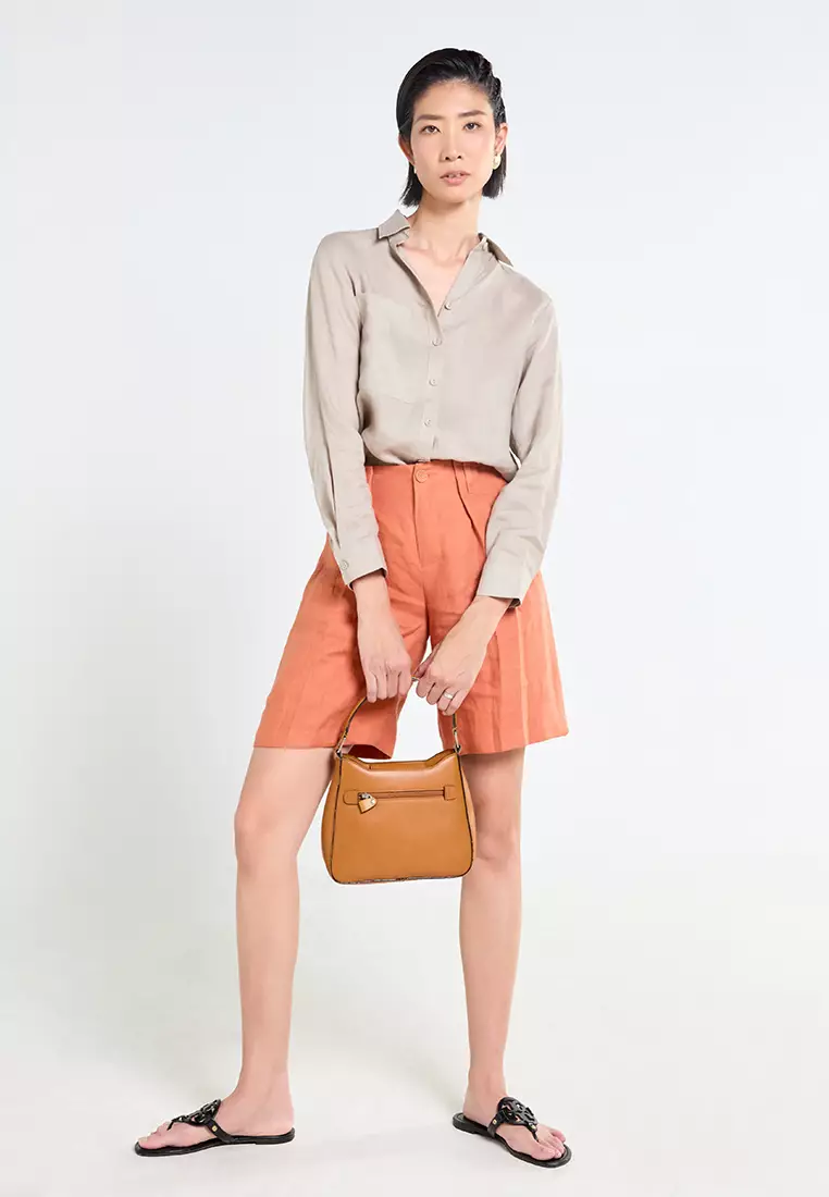 High-Waist Linen Shorts