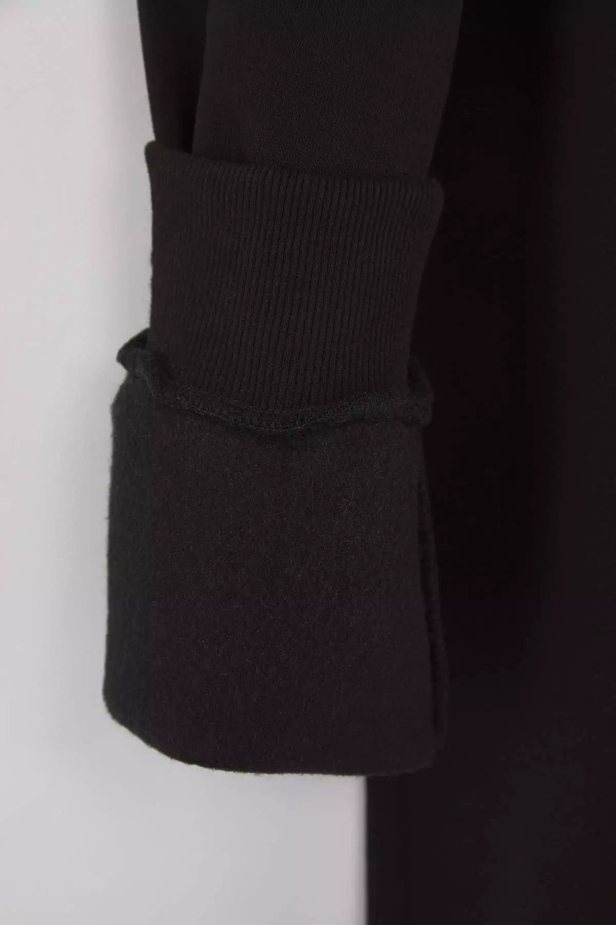 Teen Black Thick Polar Fleece Heart Printed Hooded Oversize Knitted Sweatshirt