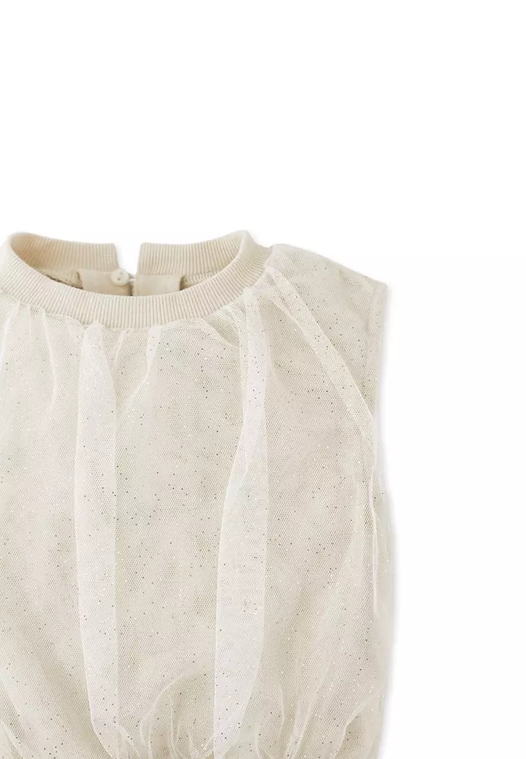 Lucia Terry Top Semolina With Tulle Overlay