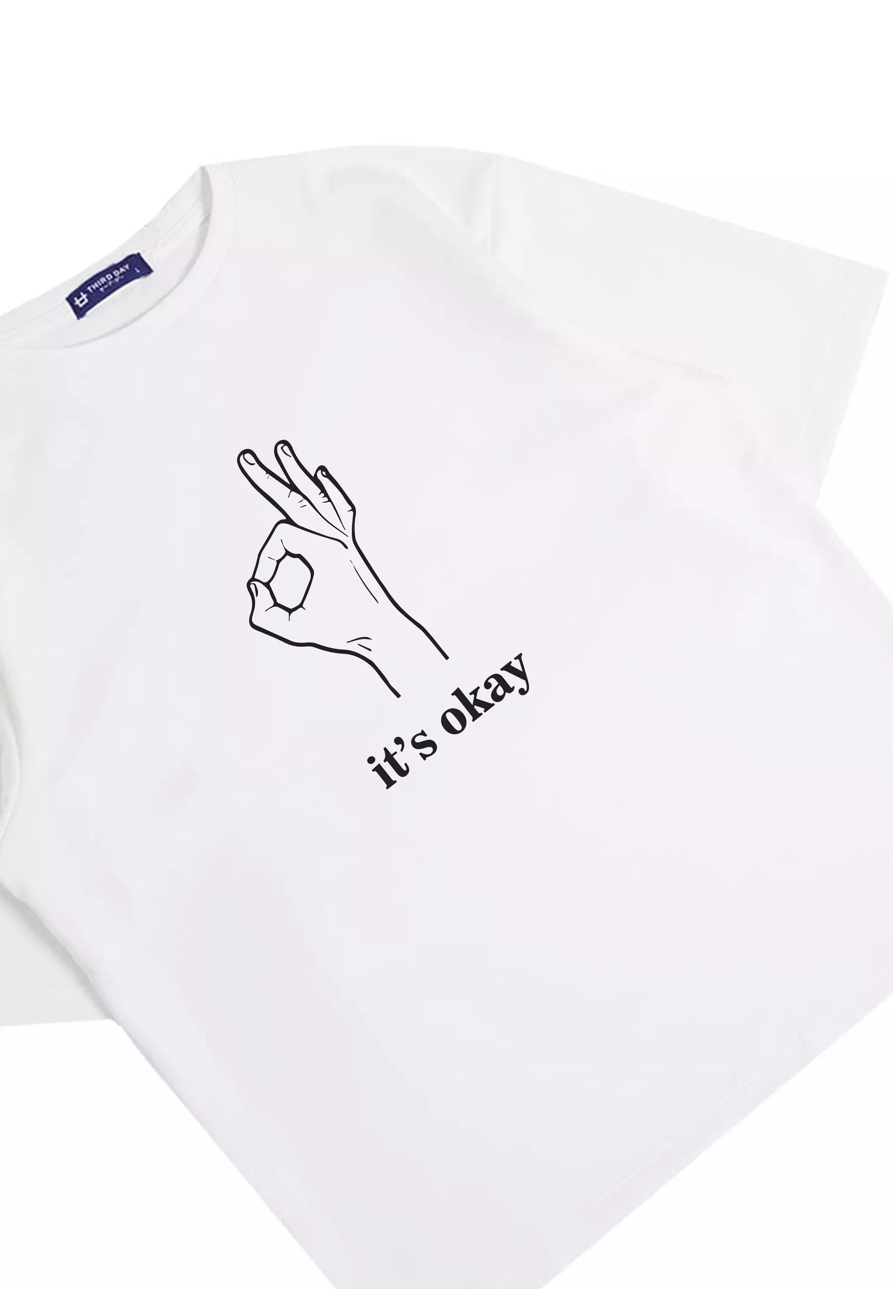 MTQ60 kaos oversize bahan tebal scuba pria distro gambar motif aesthetic its okay putih