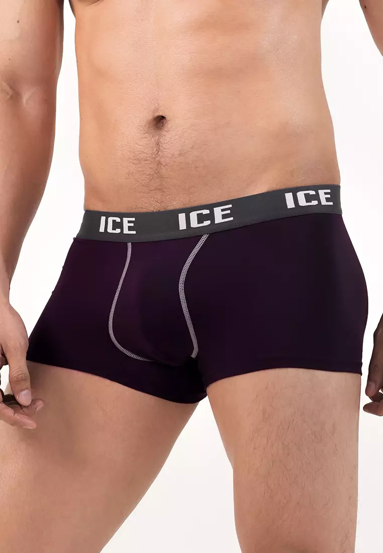 Ice Men Boxer Briefs With Pouch Contrast Stitch Nolan01 - Plum (Single Pack)
