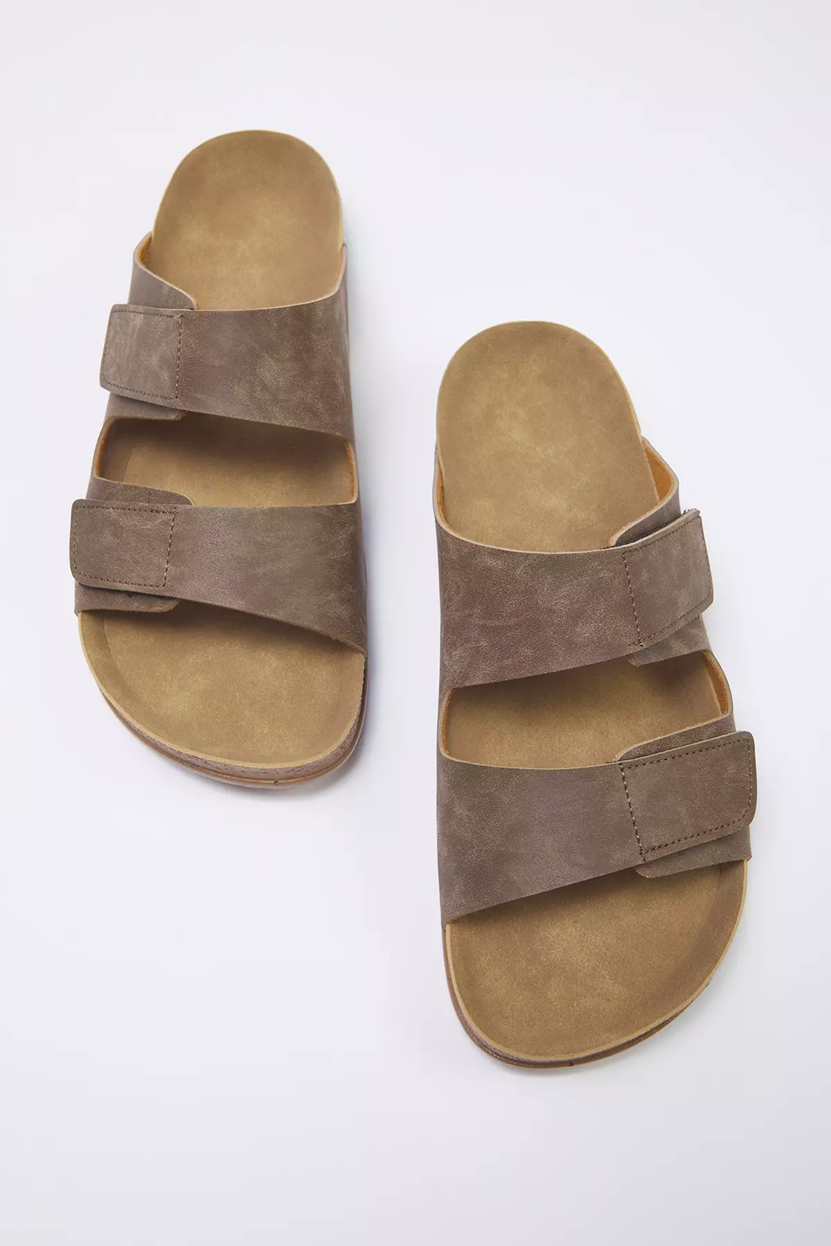 Mink Nubuck Velcro Tape Men's Flat Sole Slippers Takss25Te00034