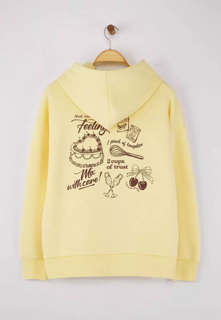 Printed Oversized Thick Inside Polar Fleece Sweatshirt