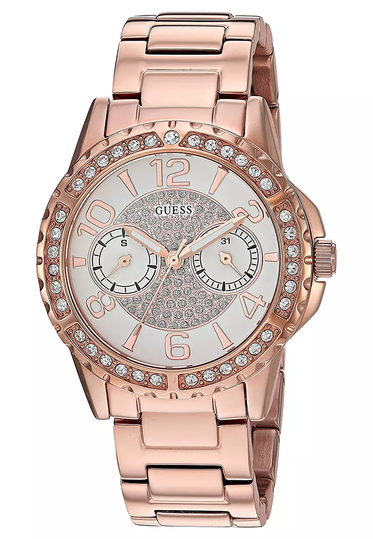 Guess W0705L3 - Jam Tangan Chronograph Wanita - Rosegold - Stainless Steel Bracelet