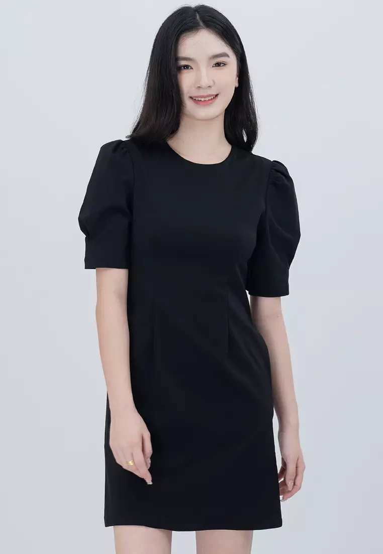 Round Neckline Mini Dress