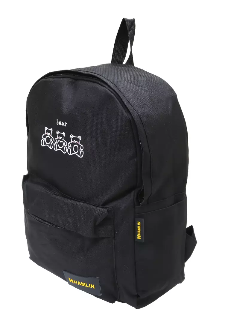 Jual Hamlin Afra Tas Ransel Wanita Sekolah Kampus Design Cute Bear Large  Storage Material Nylon ORIGINAL - Black Original 2023