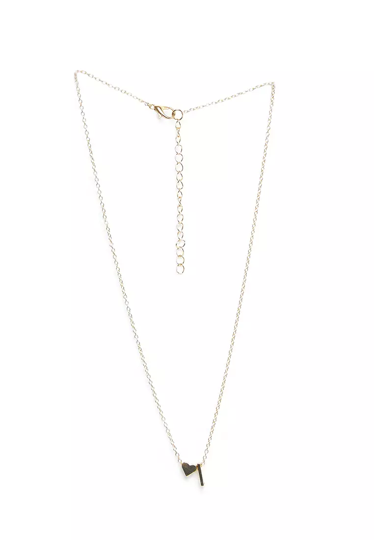 Kalung Rantai Huruf Pendant Necklace Perhiasan Wanita Premium Quality - Gold i