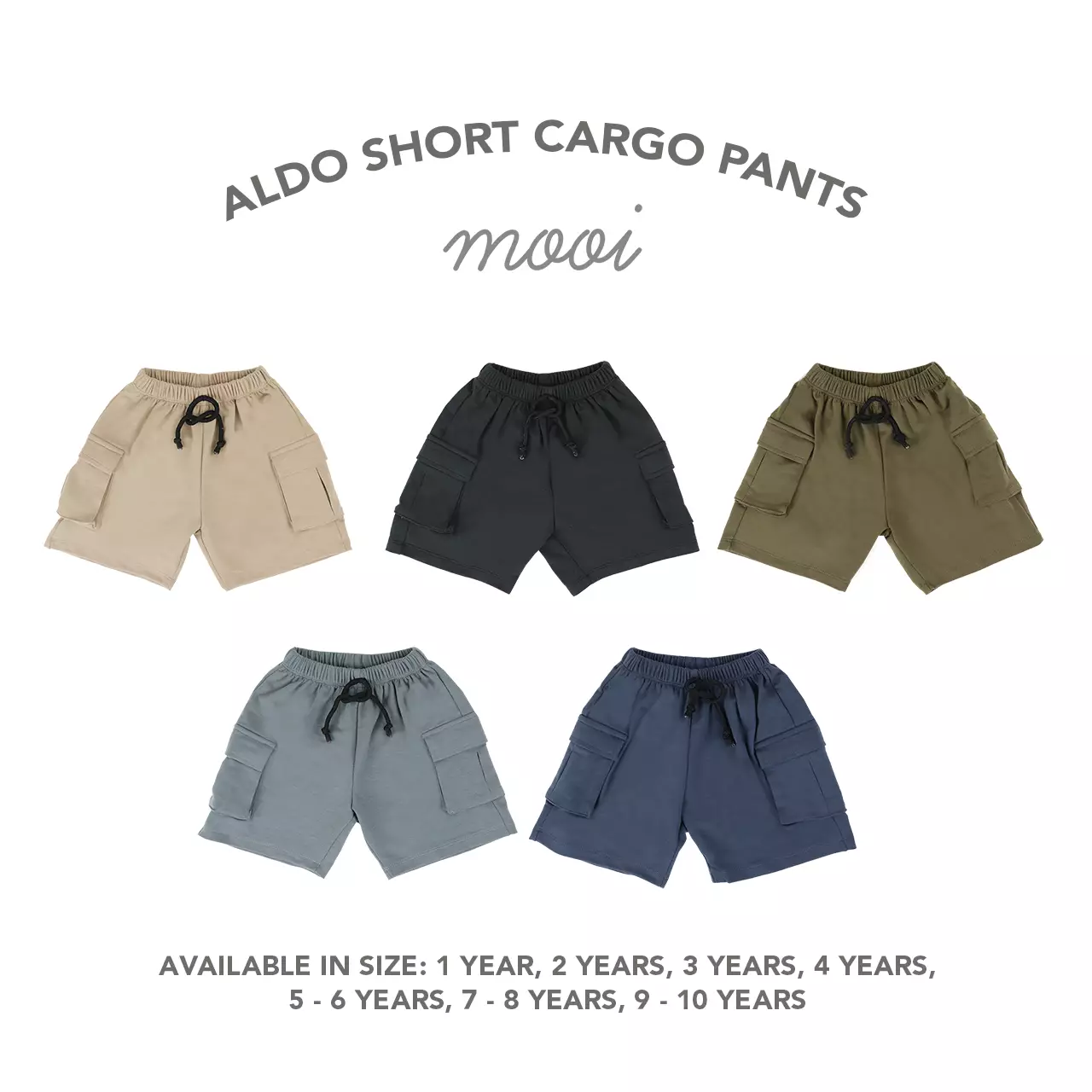 Mooi Celana Pendek Cargo Anak Aldo Short Cargo Pants - Black