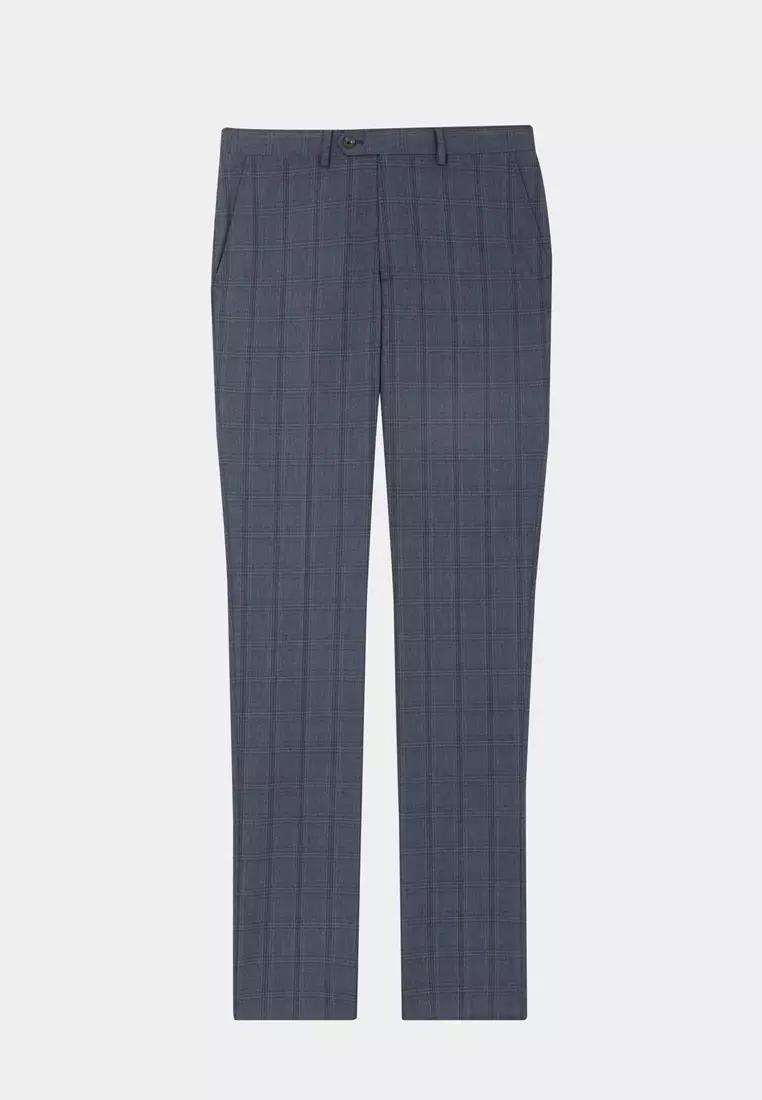 Midnight Blue Check Slim Trousers