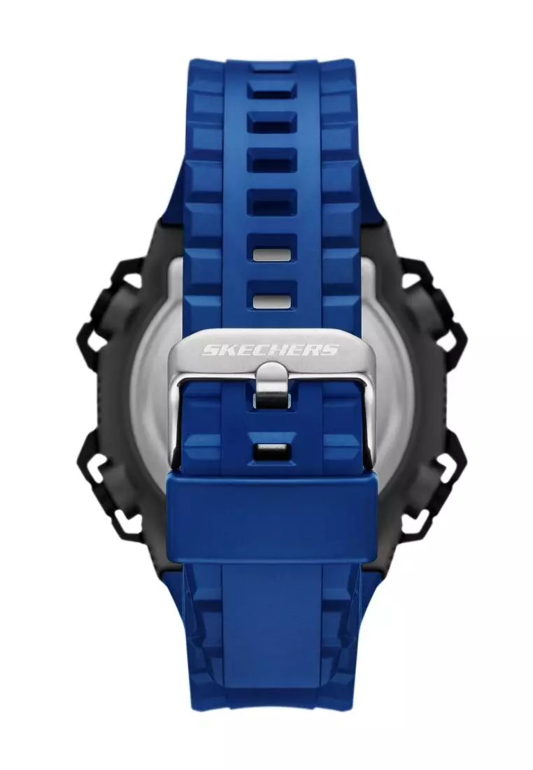 Skechers Men's Sturgess Analog-Digital Watch ( SR1171 ) - Digital, Black Case, Round Dial, 22 MM Blue Polyurethane Band