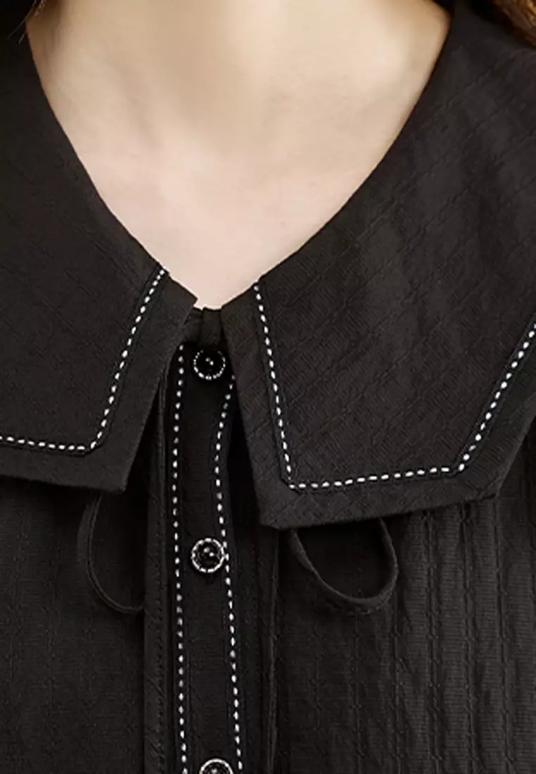 Navy Neckline Blouses