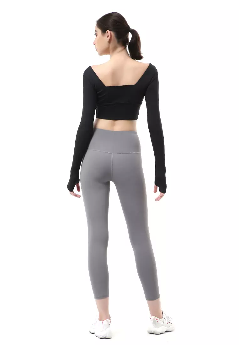 Mikayla One Set Pakaian Olahraga Wanita Atasan & Celana Panjang Kombinasi Warna Material Polyester ORIGINAL - Black Gray