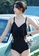 A-IN GIRLS black (2PCS) Sexy Mesh One Piece Swimsuit Set A53C3USFB8681DGS_5