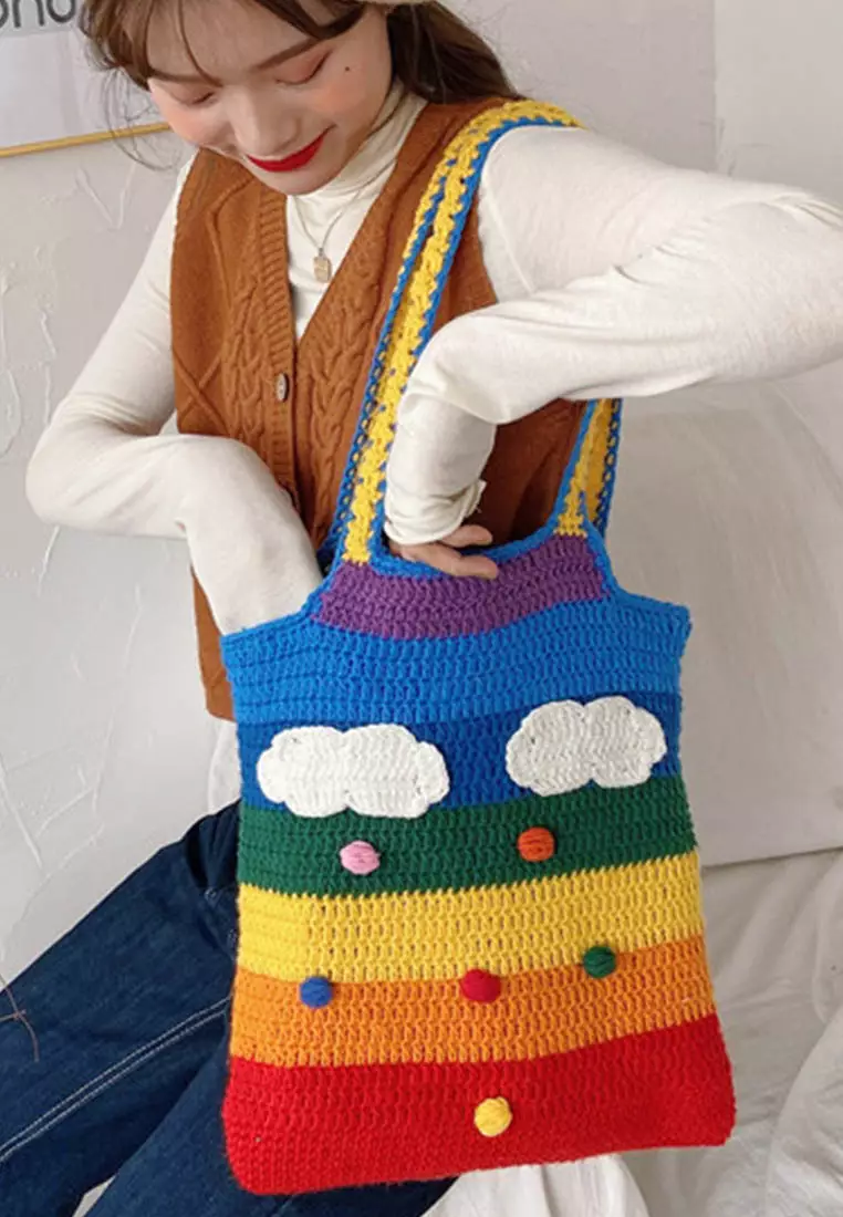 Rainbow Knitted Tote Bag A092516
