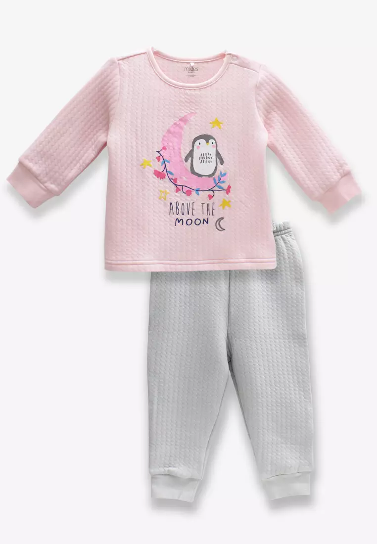 Buy MiDes Toddler Girl Long Sleeve Cotton Padded Tshirt and Long Pants