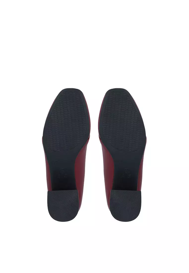 Maroon Florence Block Heel Pumps