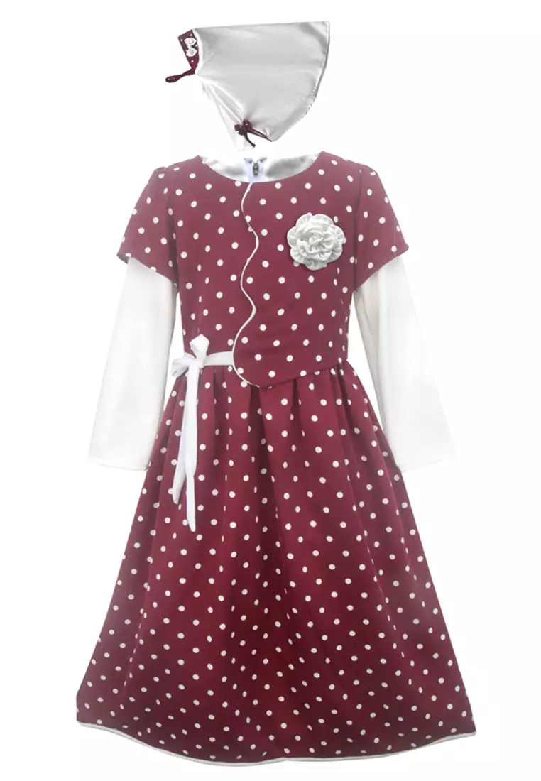 Two Mix Gamis Anak Perempuan Motif Polkadot Usia 1-12 Tahun 4143