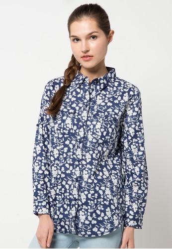 ODETTE Shirt with Denim Floral Print