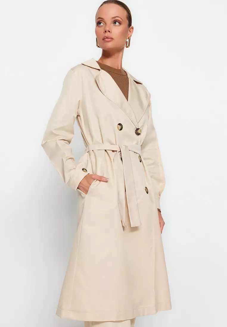 Water-repellent Long Trench Coat