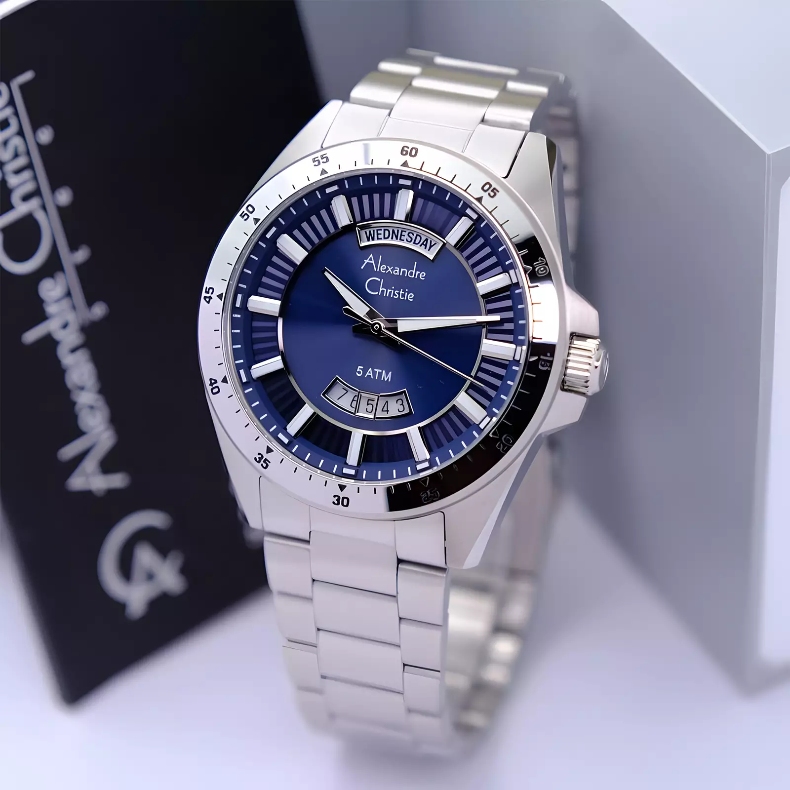 Jam Tangan Analog Pria - Silver Blue - Stainless Steel - 6678 MEBSSBU
