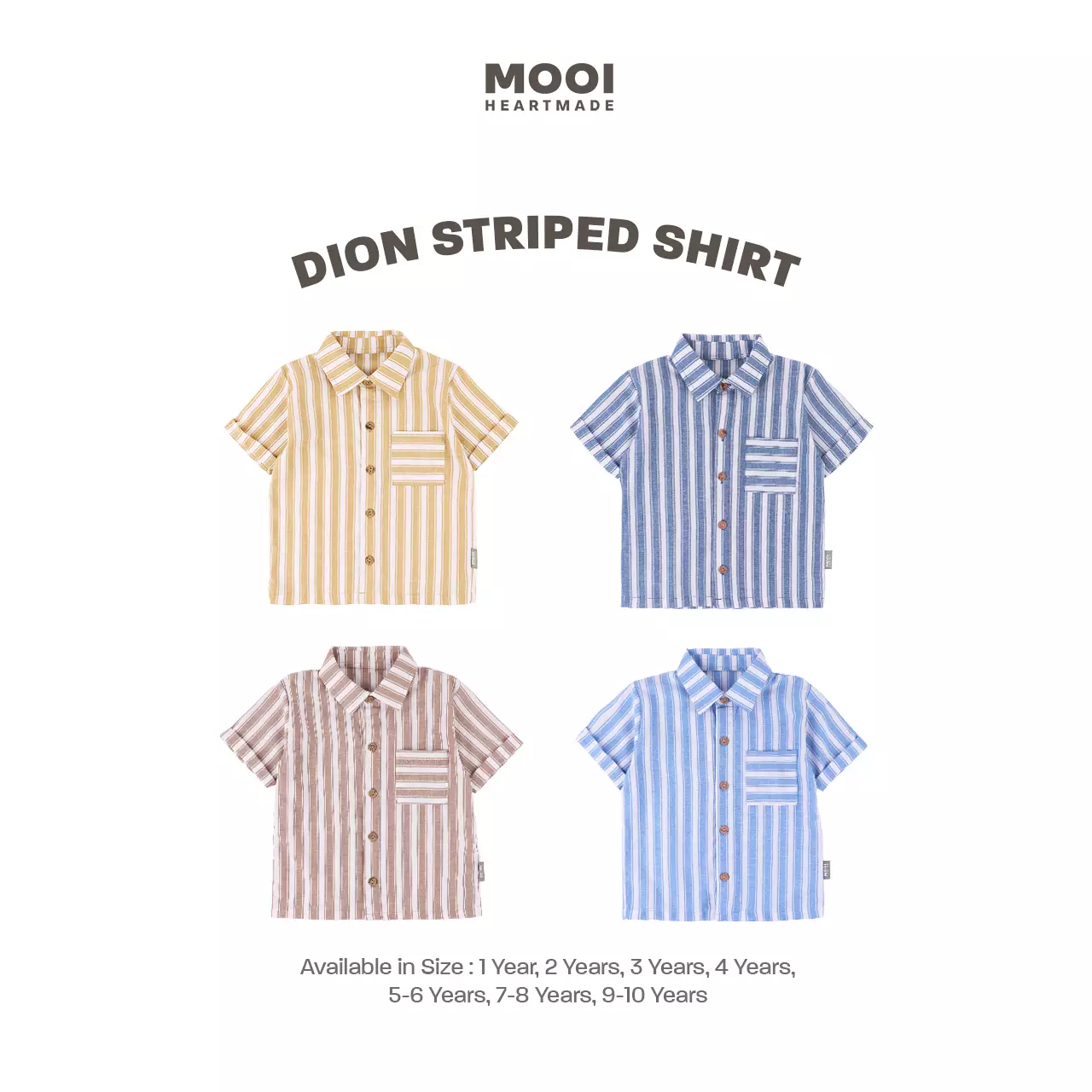 Mooi Kemeja Anak Laki-laki Kemeja Katun Motif Dion Striped Shirt - Light Blue