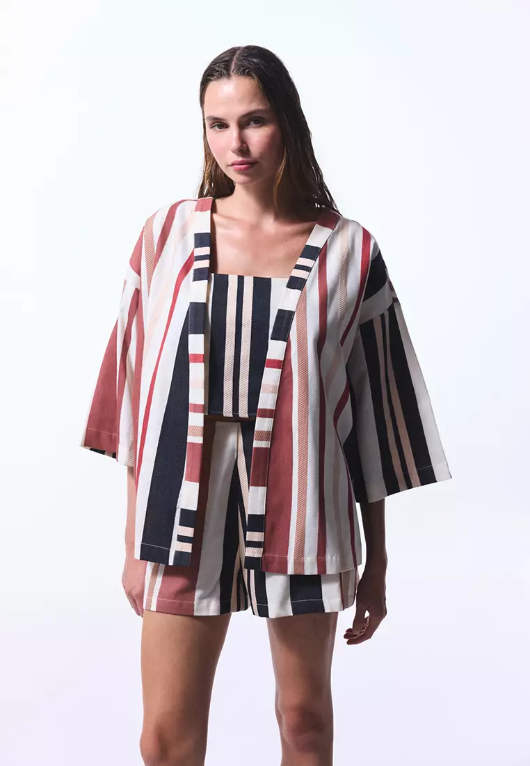 Shay Striped Ethnic Patterned Mini Shorts