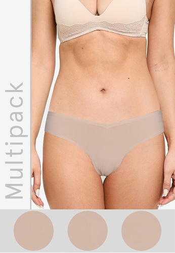 Abercrombie & Fitch beige Multipack Naked V Front Cheeky Panties 89405US6FF067DGS_1