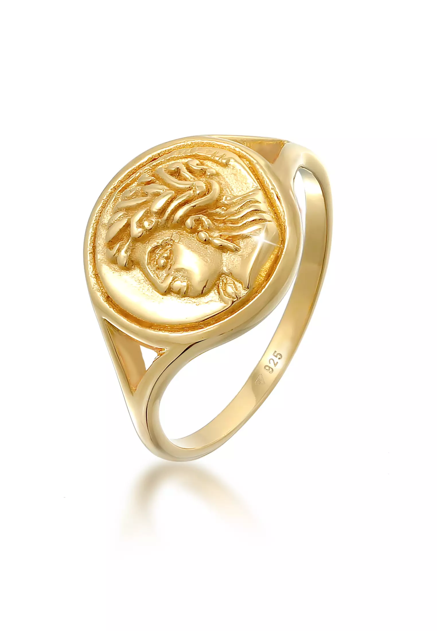 Gold coin signet on sale ring