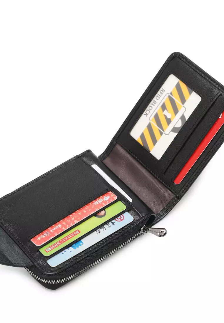 Men's Genuine Leather Zipper Wallet  (Dompet Resleting Kulit Asli) - Hitam