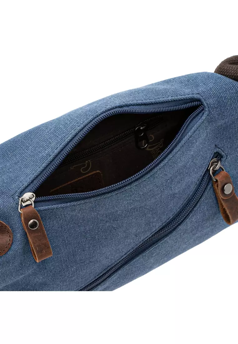 Jack Studio Men's Korean Style Canvas Leather Outdoor Casual Small Crossbody Single Shoulder Men's Bag BAD 21006