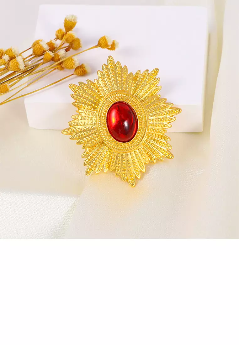 Buy Mooclife Simple Vintage Plated Gold Flower Brooch 2024 Online