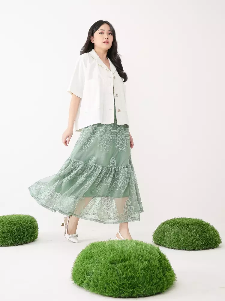 xtramiles Ladies plus size skirt lily lace skirt macaron green