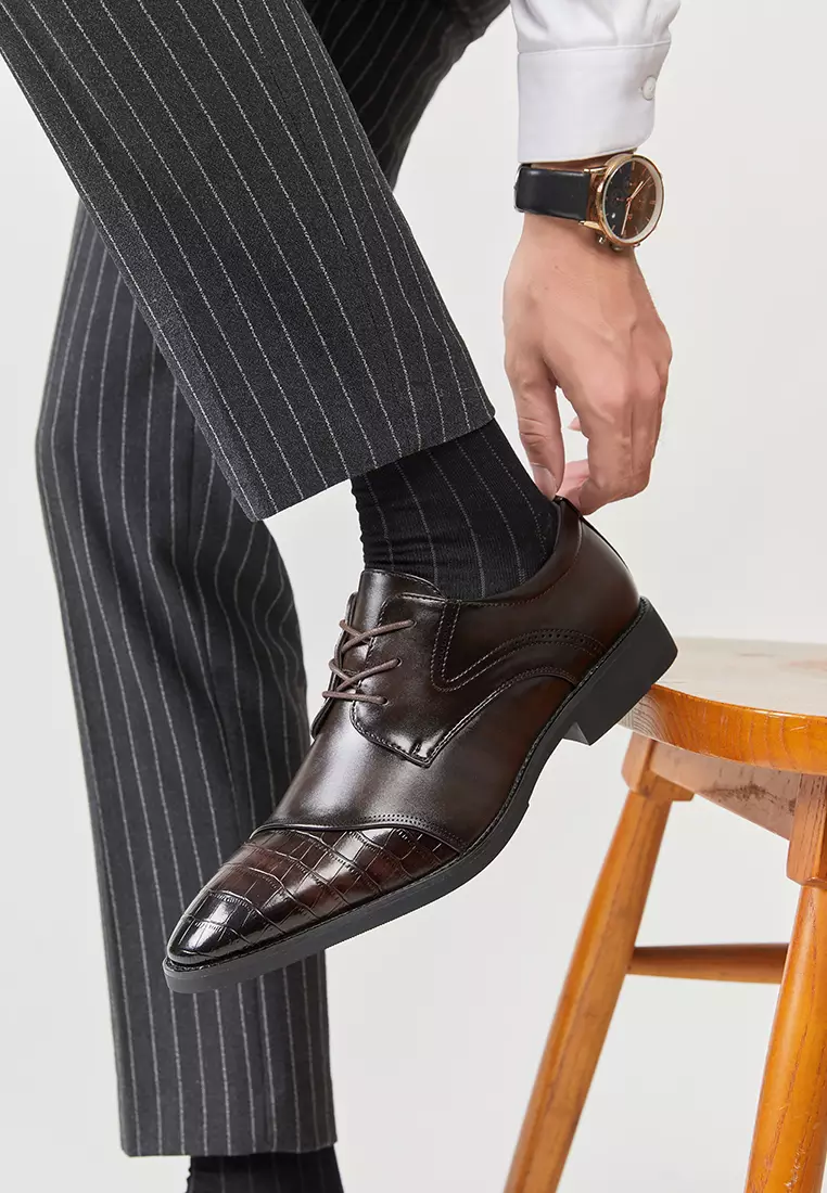 Spliced Faux Leather Derby Shoes KB05-6