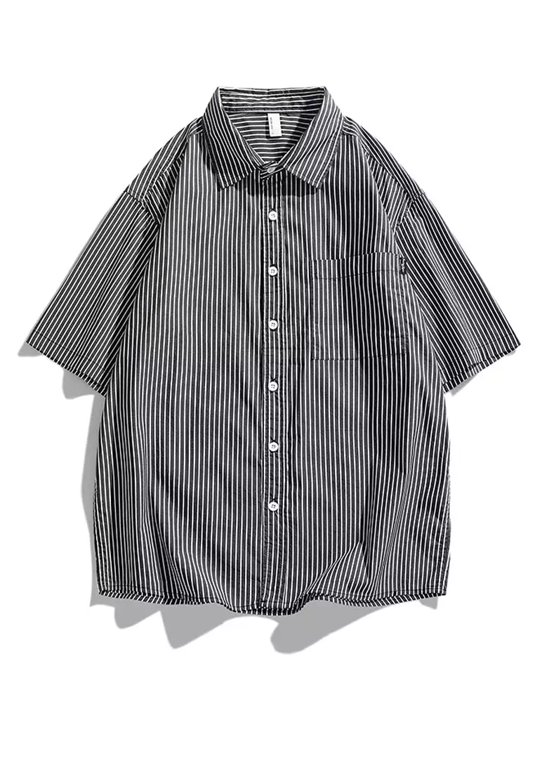 Buy Twenty Eight Shoes VANSA Striped Loose Short Sleeve Shirt VCM