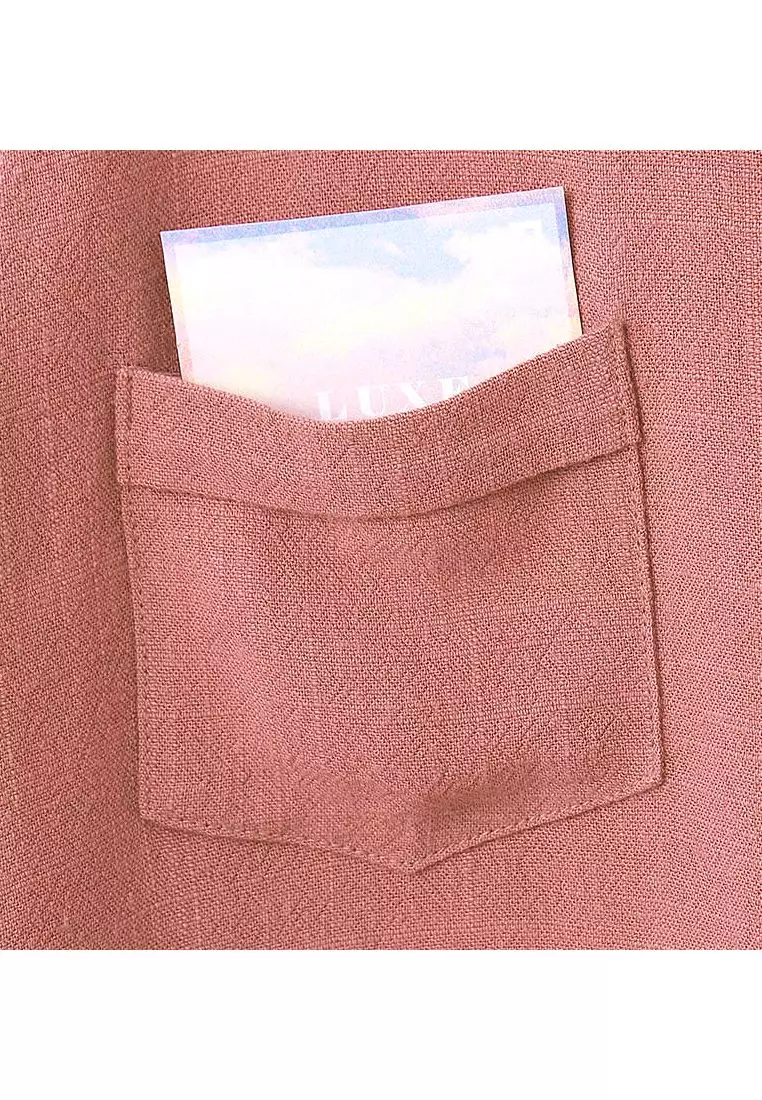 棉麻造型開口泡泡袖上衣《AB18099》