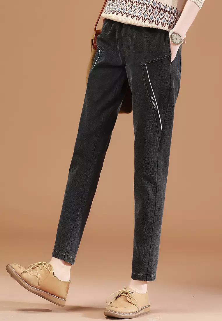 Buy A IN GIRLS Elasticated Waist And Velvet Jeans 2024 Online