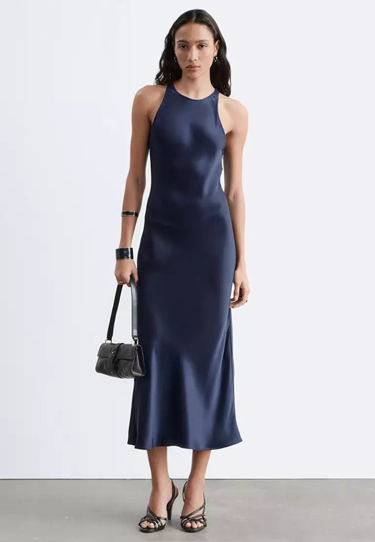 Sleeveless Satin Midi Dress