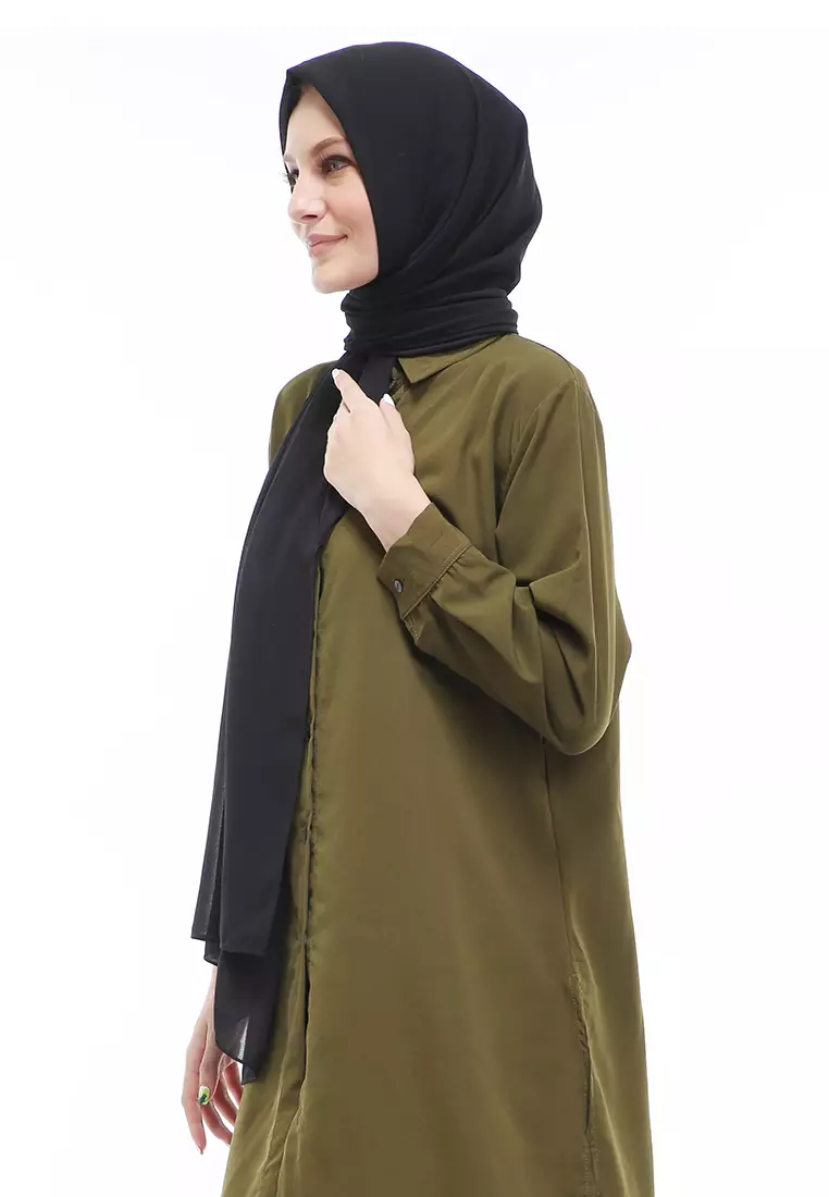 Sakilah Hijab Pashmina Ceruty Baby Doll Wanita Polos Relaxed Fit - Hitam