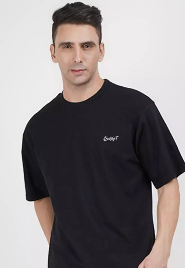 Oversized Astronaut Board Black Cotton Short Sleeve Essential T-Shirt