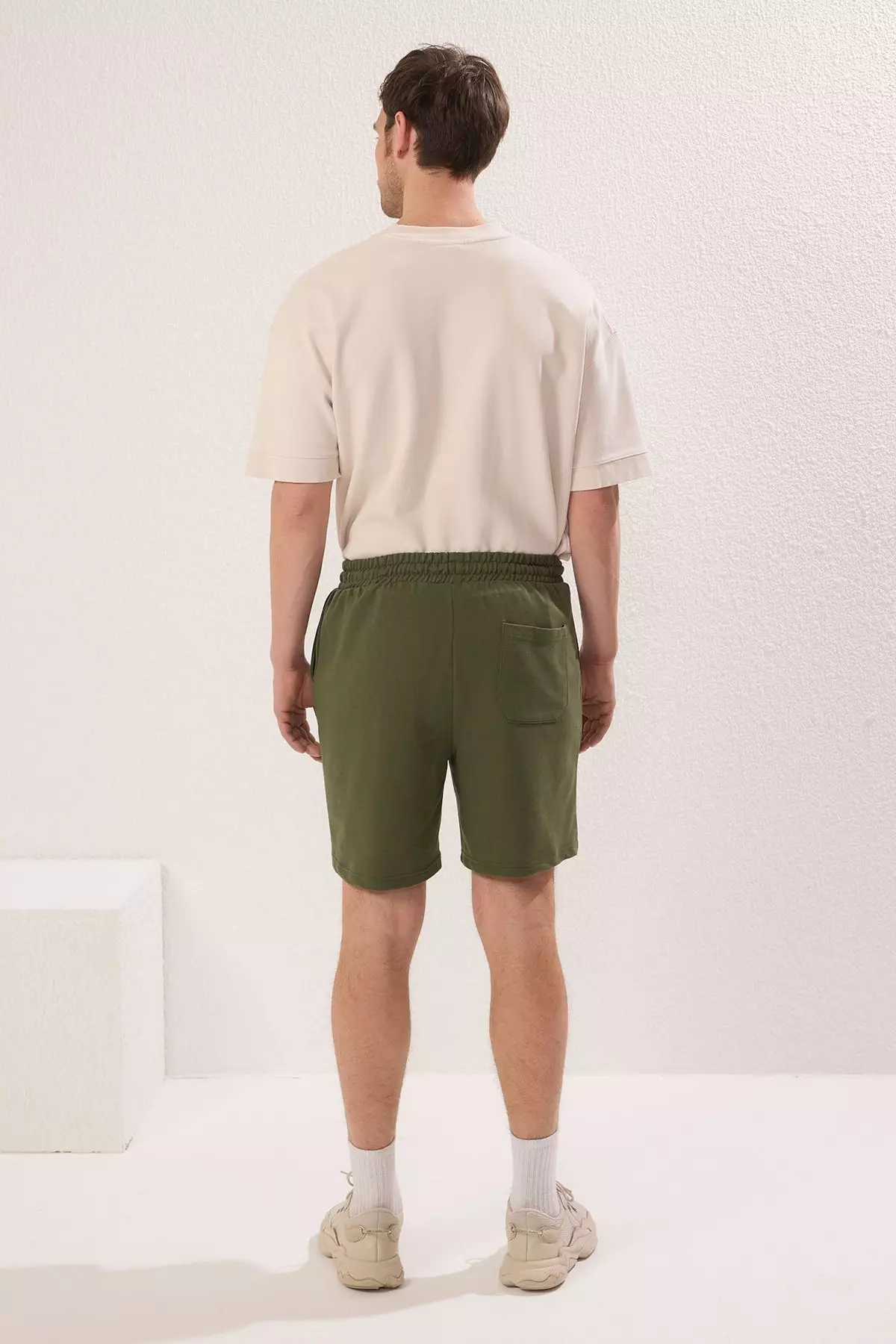 Navy Blue-Khaki Basic Regular/Normal Cut Straight 2 Pack Shorts TMNSS21SR0095