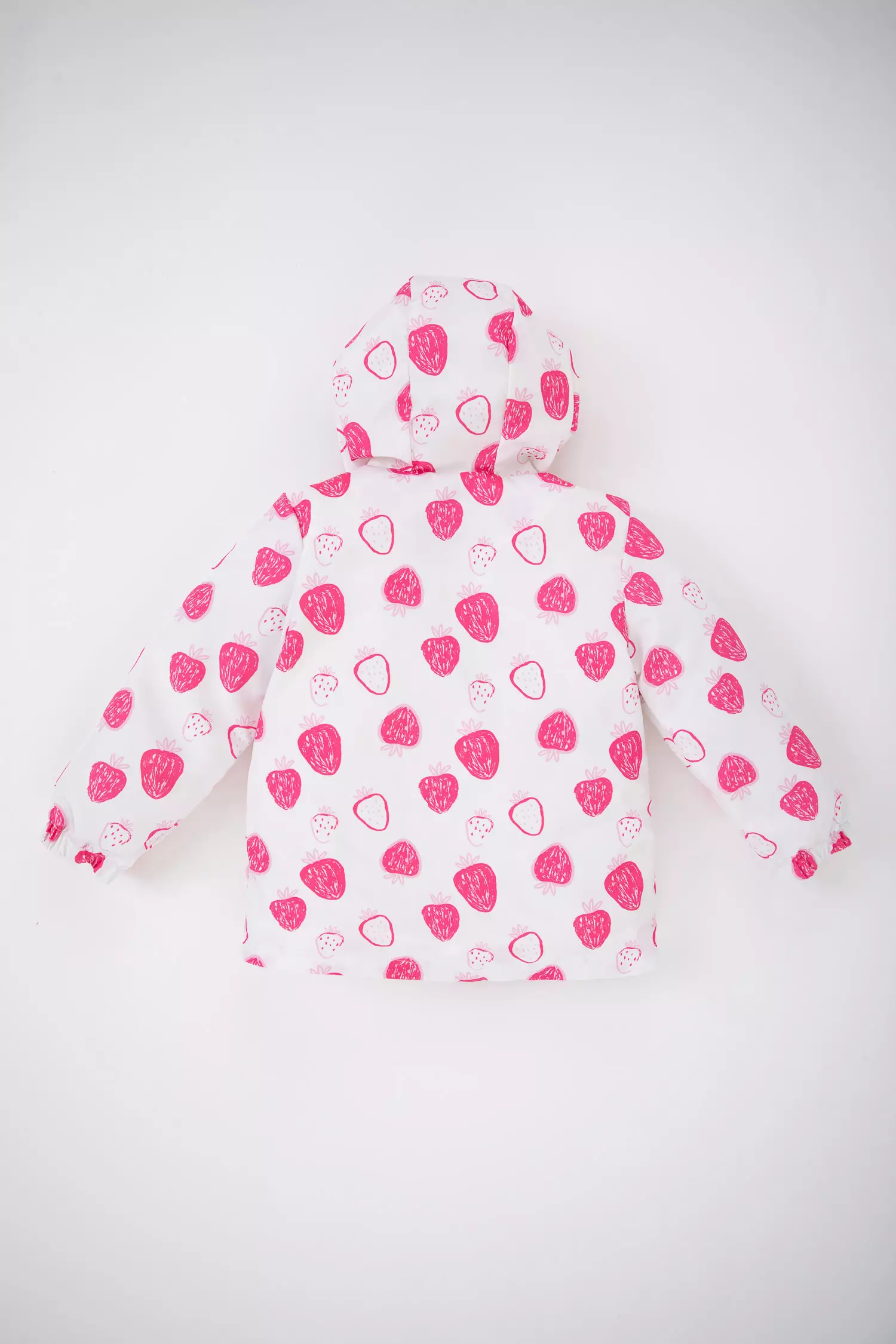 Strawberry Patterned Water Repellent Hooded Coat