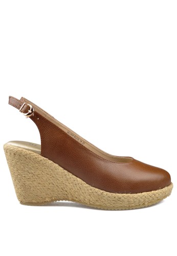 Jual Beajove Beajove Selena Sling Back Wedges Shoes Brown Original Zalora Indonesia