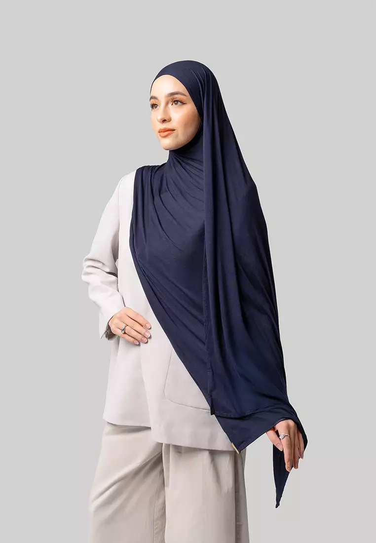 Kami Featherlite Plain Pashmina Navy